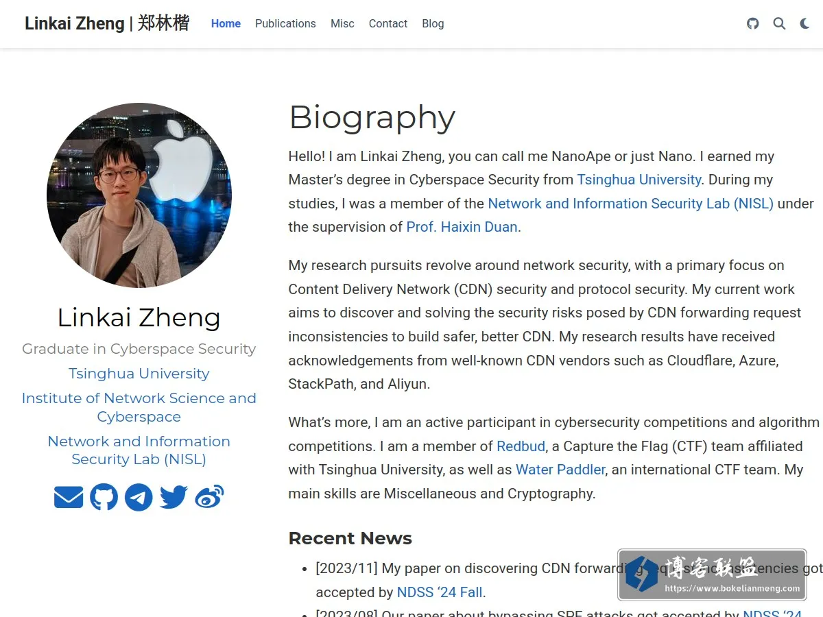 Linkai Zheng | 郑林楷 的网站快照