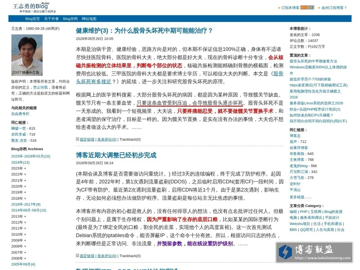 王志勇的Blog 的网站快照