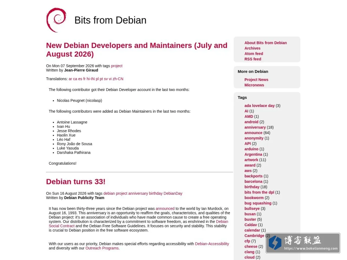 Bits from Debian - Blog from the Debian Project 的网站快照