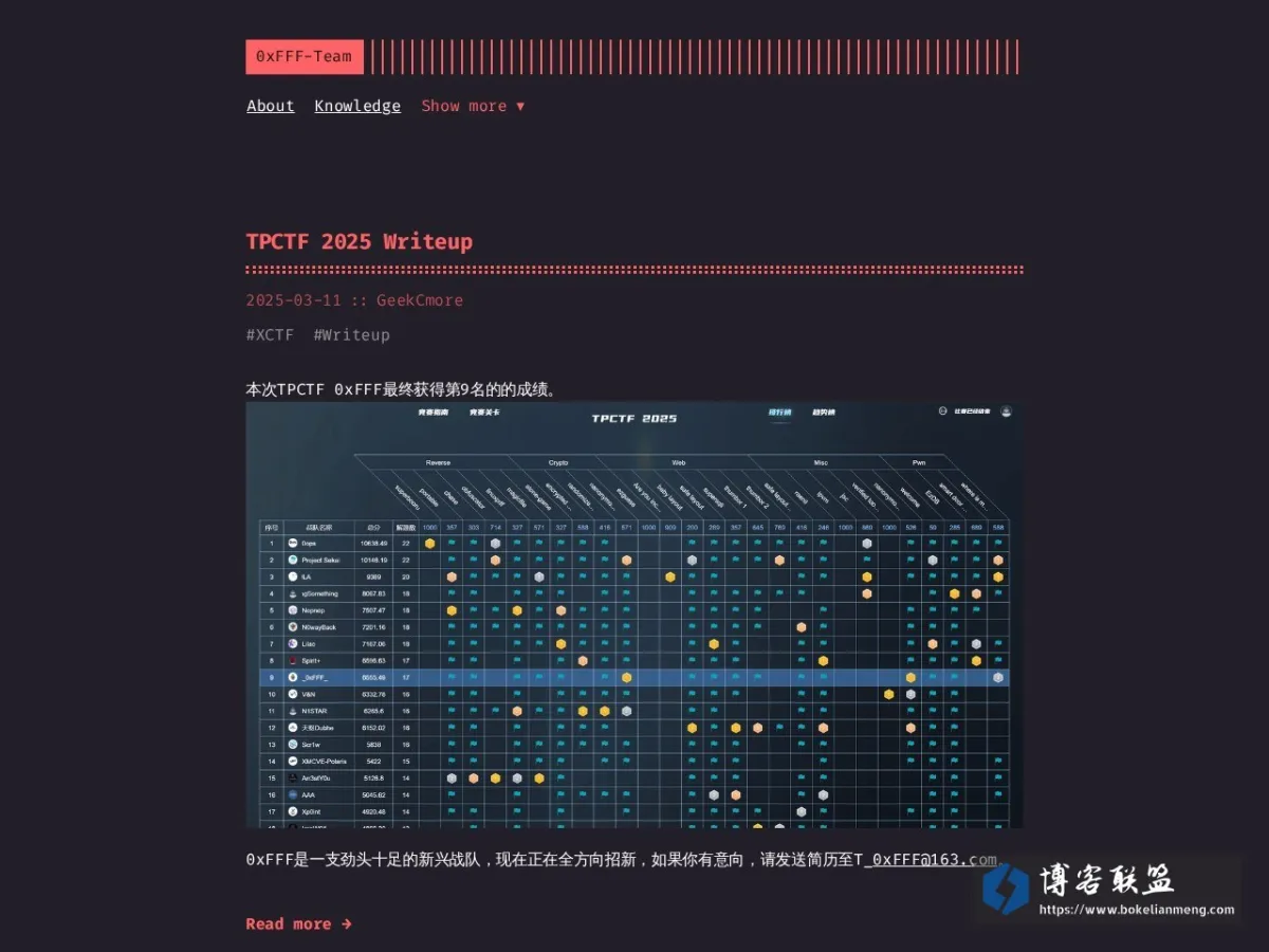 blog.0xfff.team 的网站快照