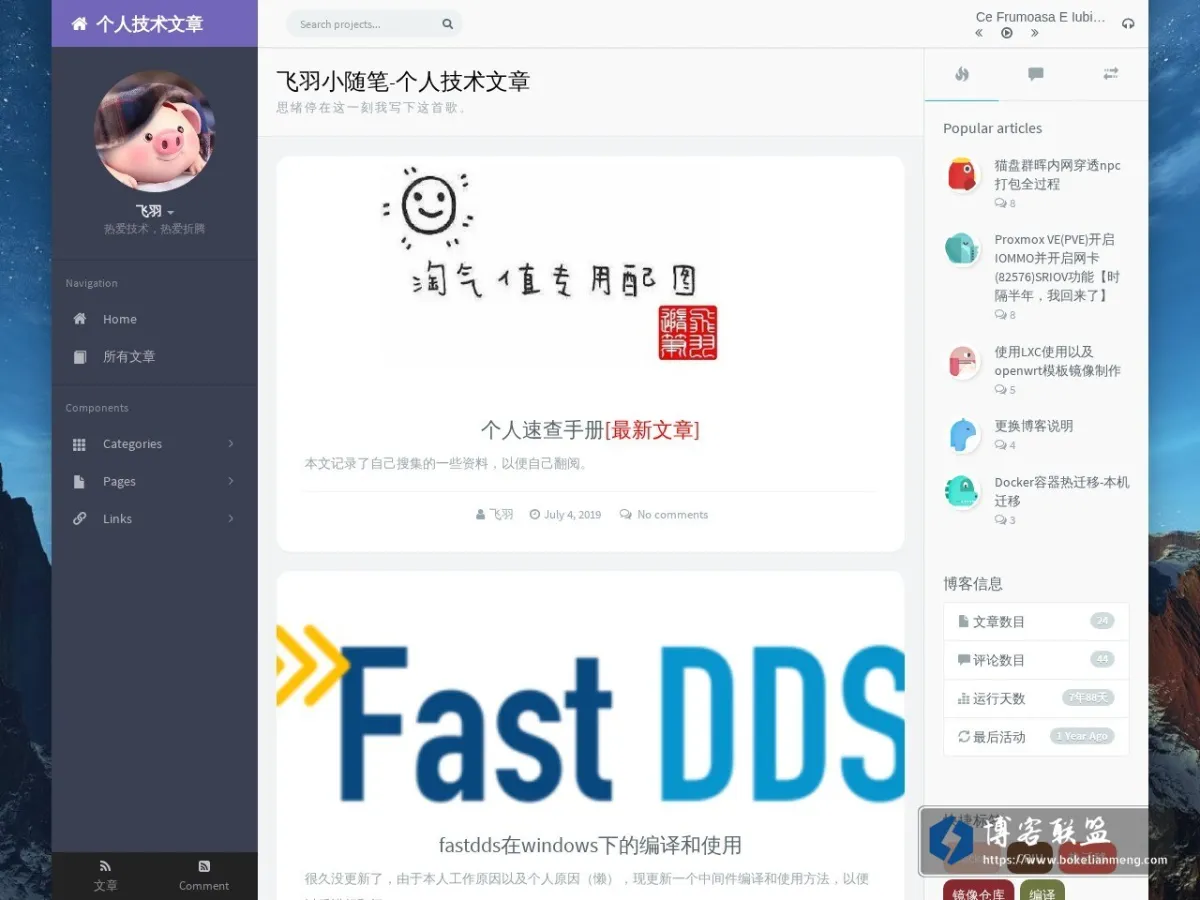 飞羽小随笔-个人技术文章 - 个人折腾小博客 的网站快照
