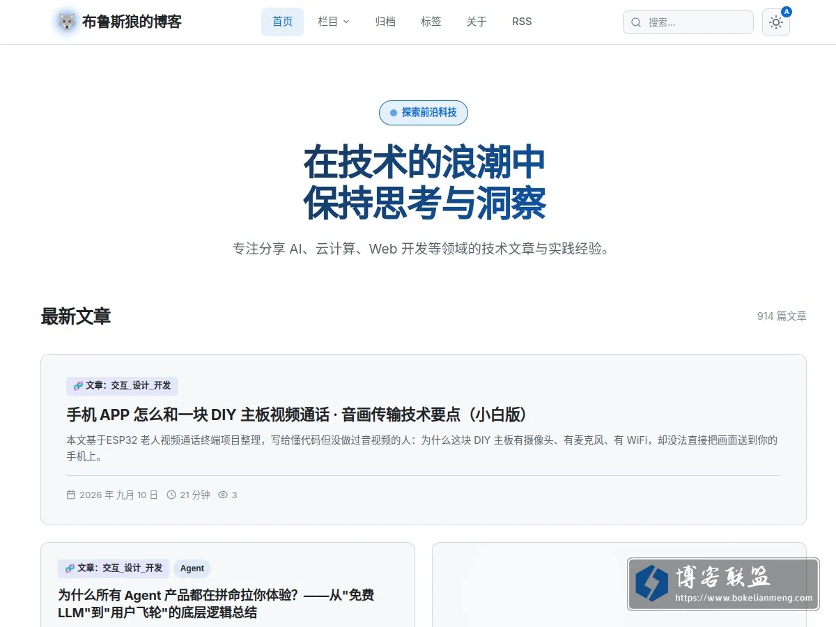 布鲁斯狼的博客 — 科技博客 的网站快照
