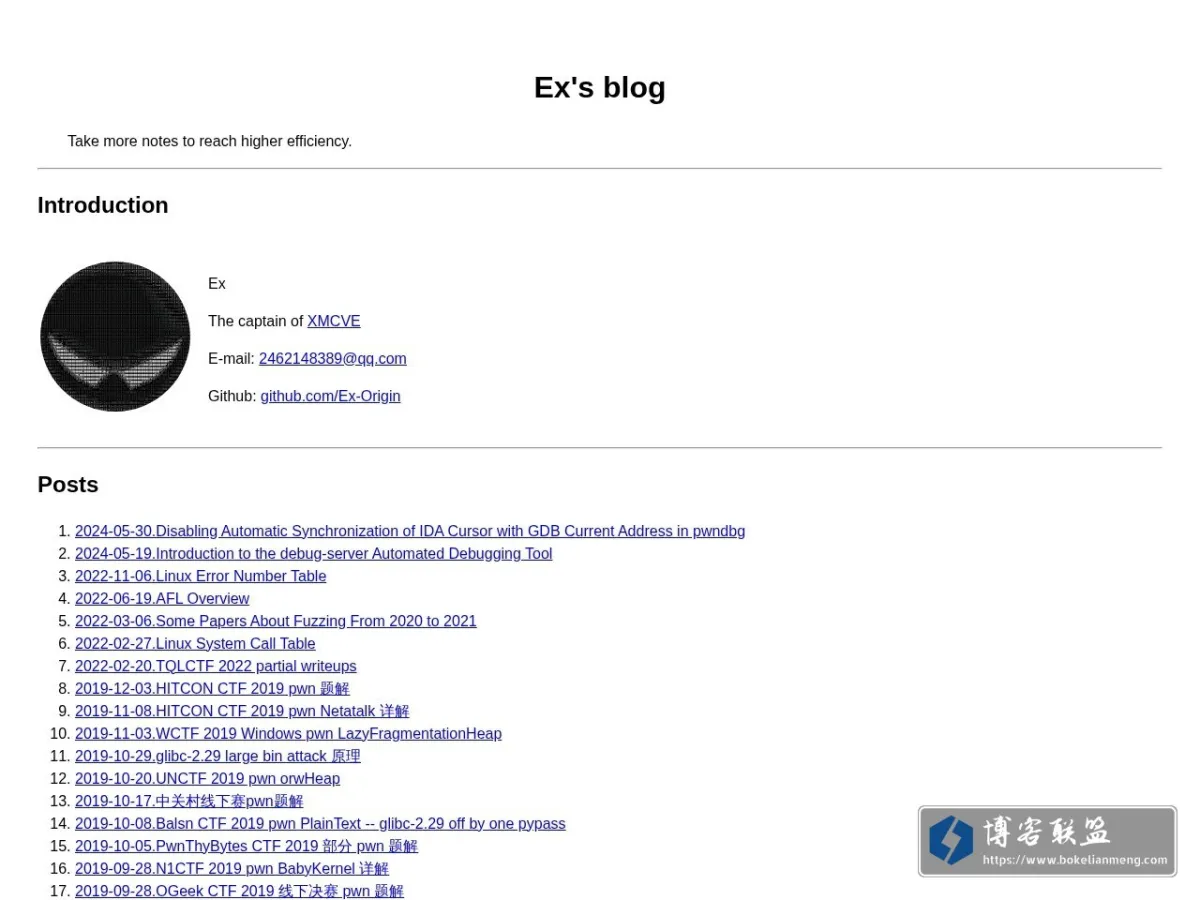 Ex's blog 的网站快照