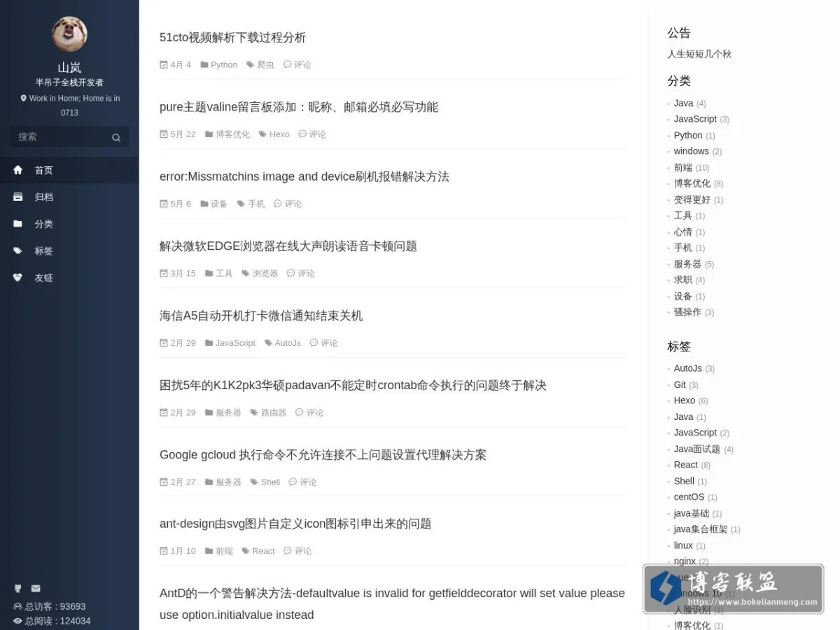 山岚 - 90码农历险记 的网站快照