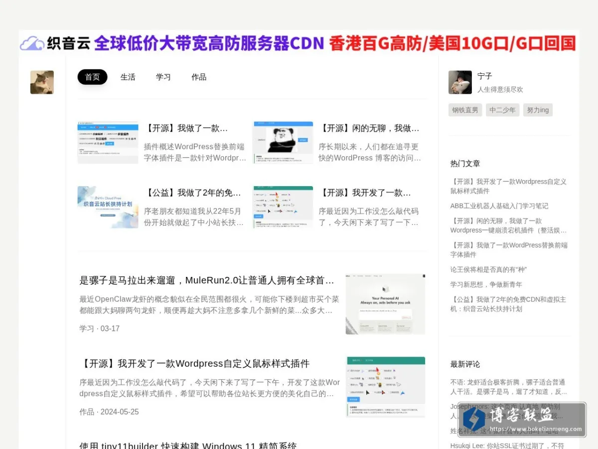 宁子博客 的网站快照
