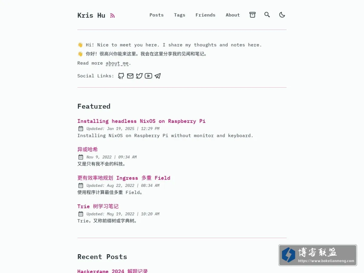 Kris Hu 的网站快照