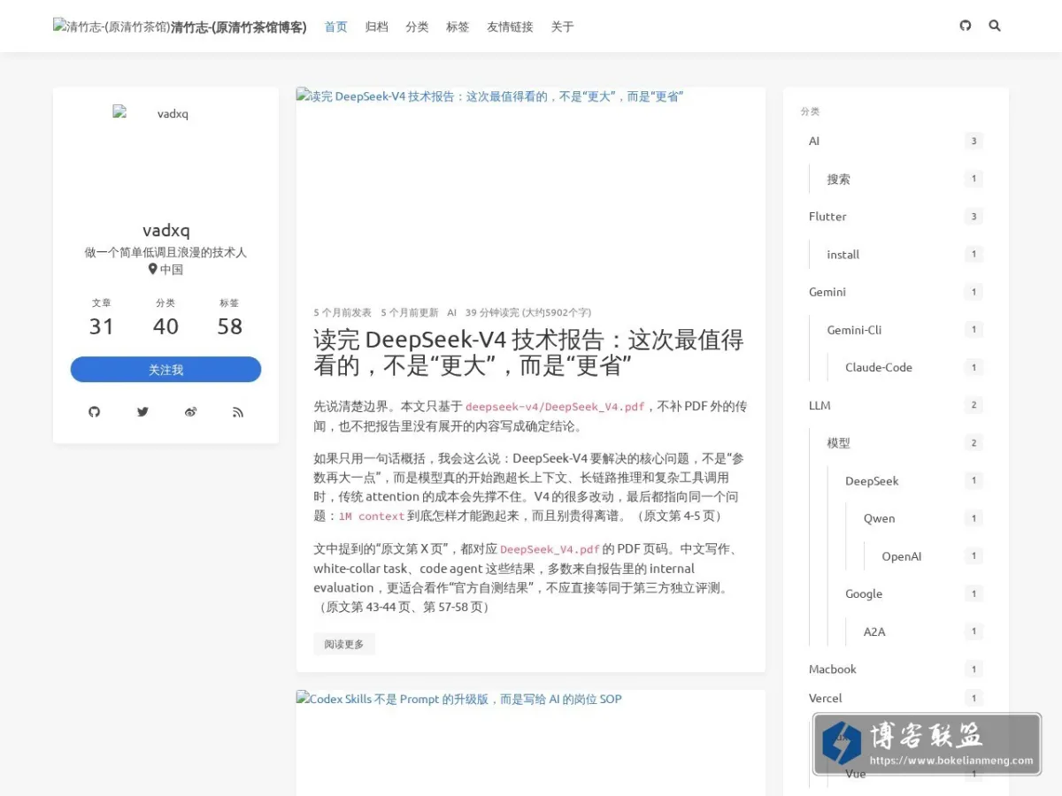 清竹茶馆博客 的网站快照