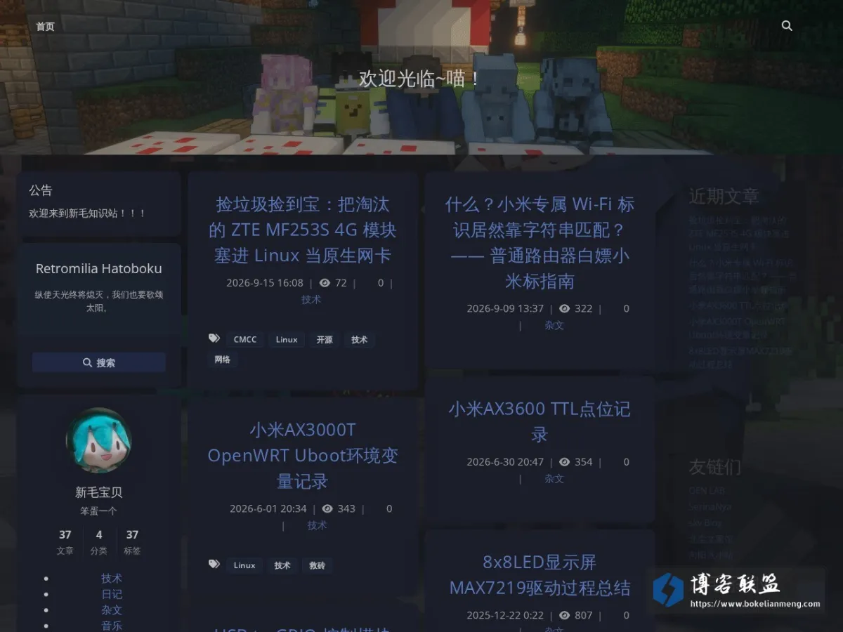 新毛博客 / 新毛宝贝 – 新毛宝贝的个人博客！ 的网站快照