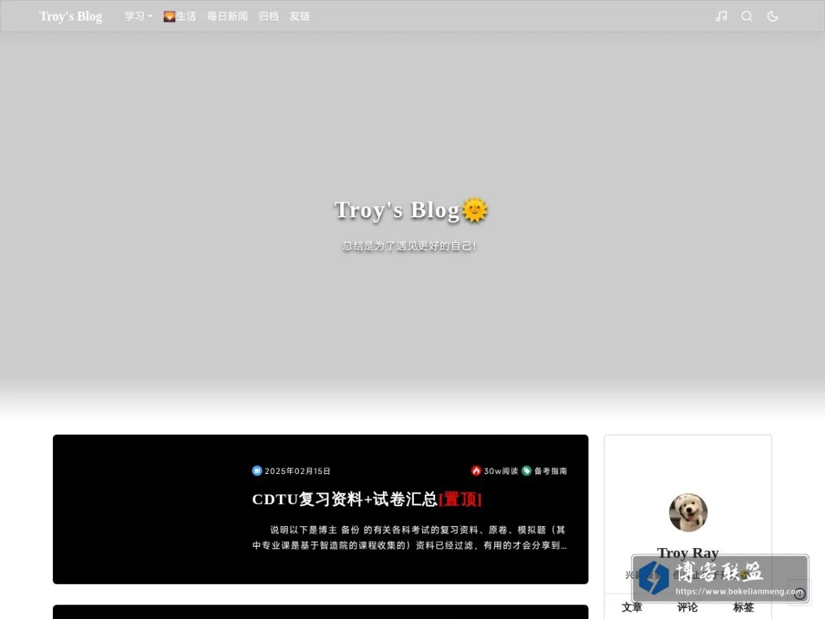Troy's Blog - 总结是为了遇见更好的自己！ 的网站快照
