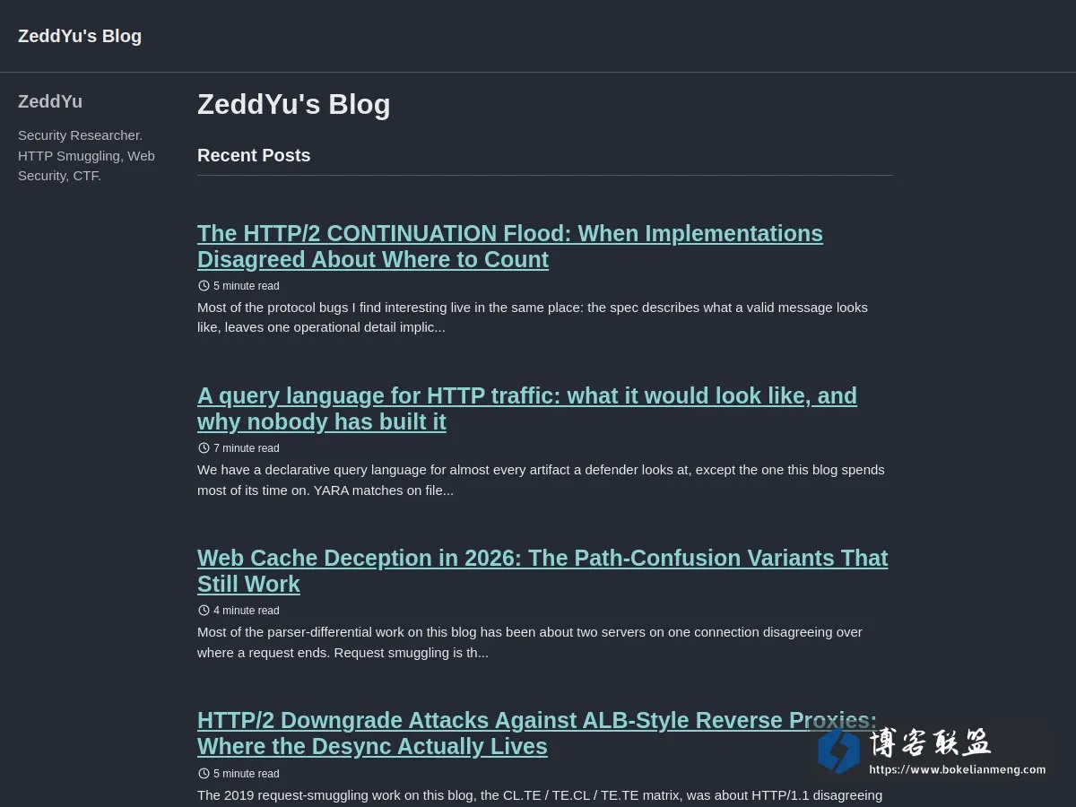 ZeddYu’s Blog 的网站快照