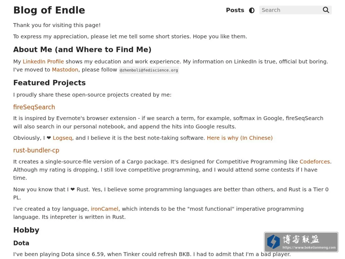 Blog of Endle 的网站快照