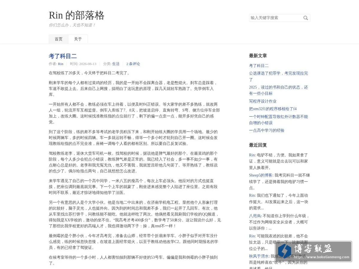 Rin 的部落格 的网站快照