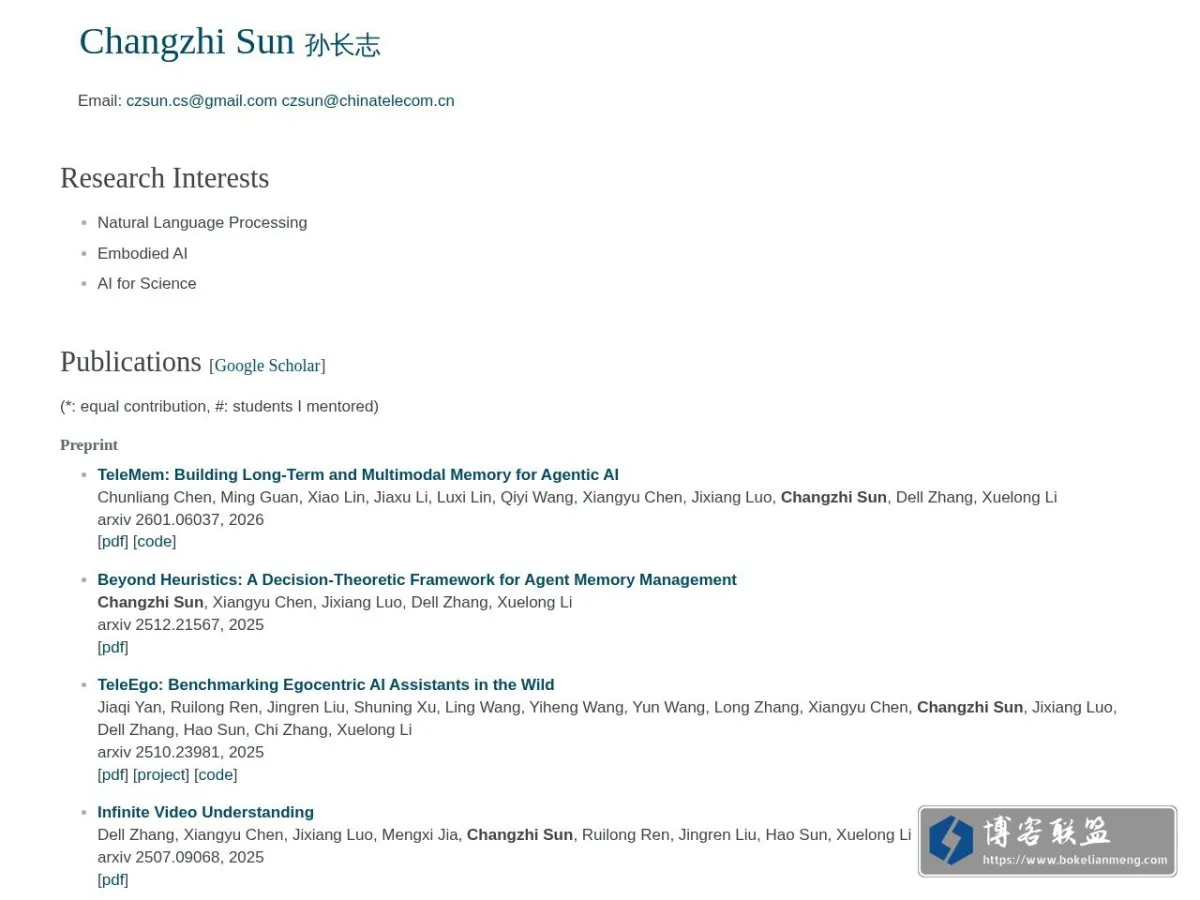 Changzhi Sun - Homepage 的网站快照