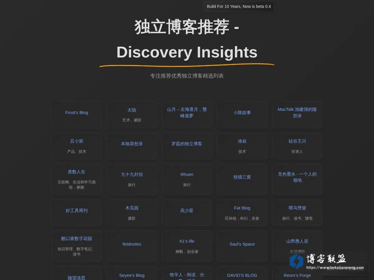 独立博客推荐 - Discovery Insights 的网站快照