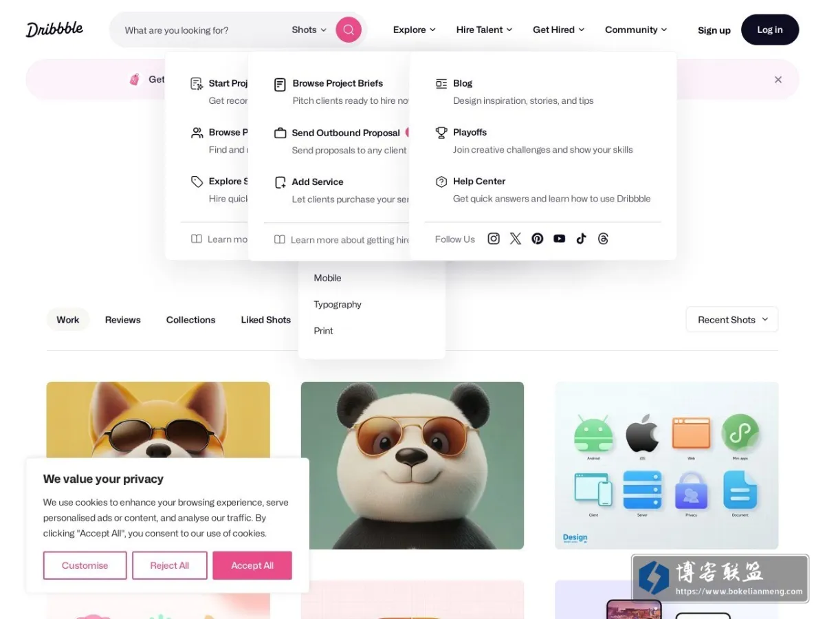 Dribbble 的网站快照