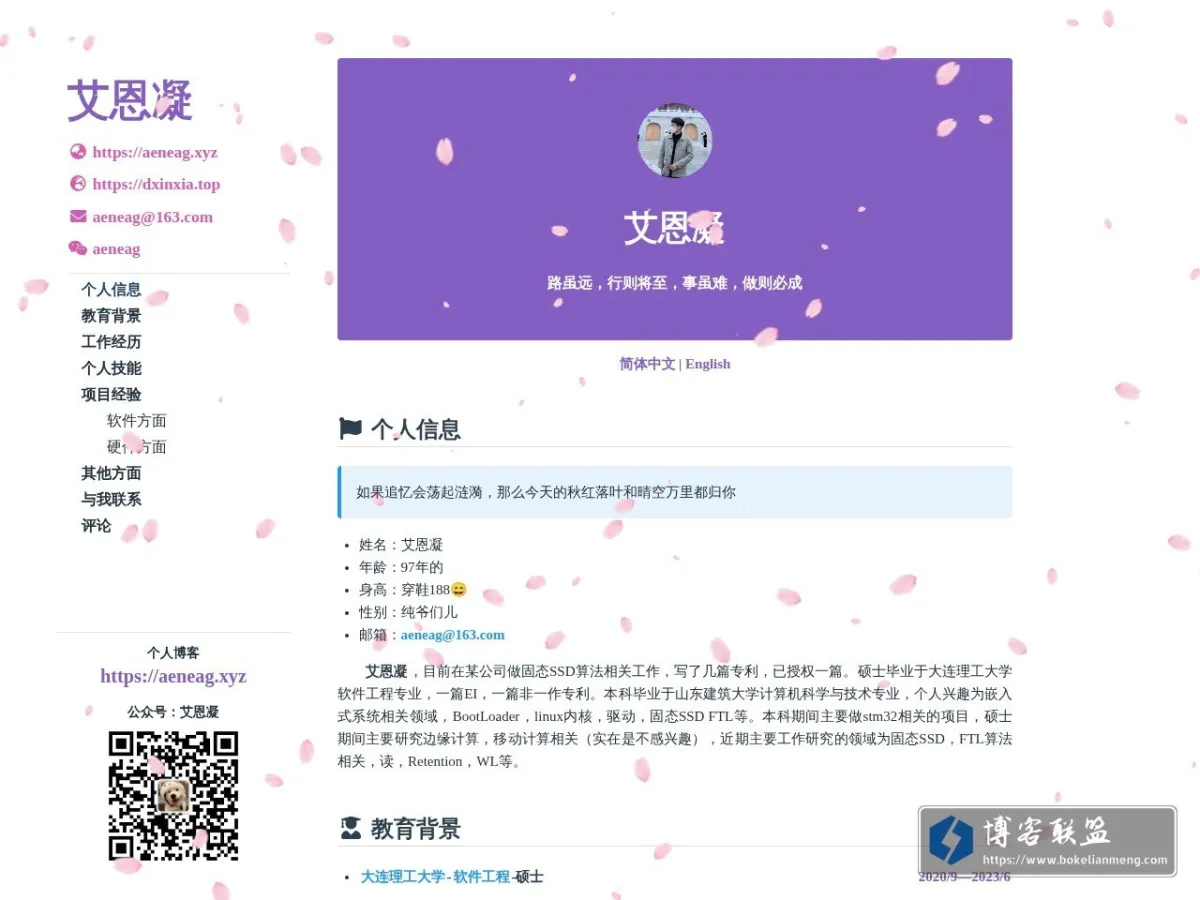 我的简历 的网站快照
