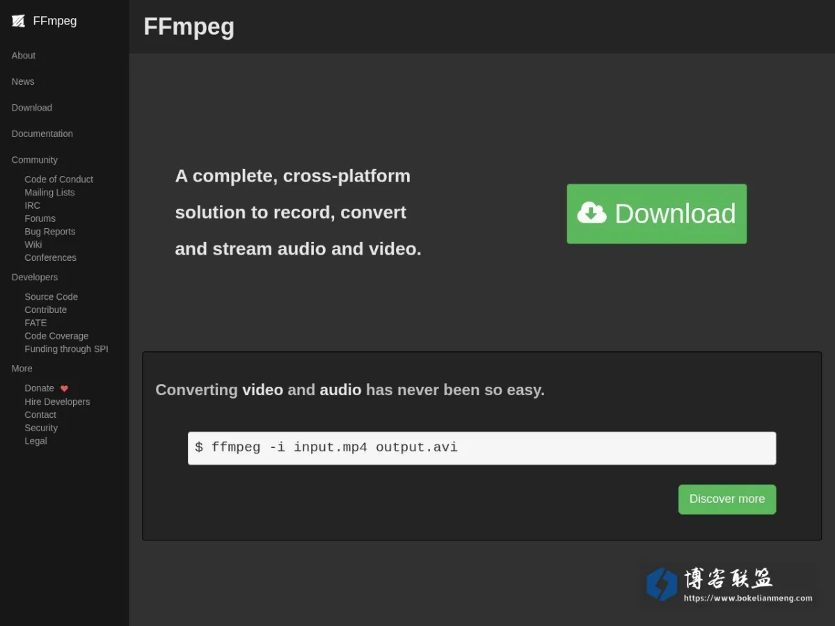 FFmpeg 的网站快照