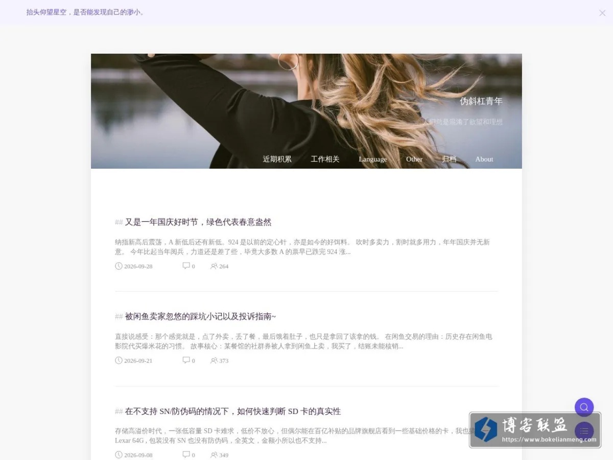 伪斜杠青年 的网站快照