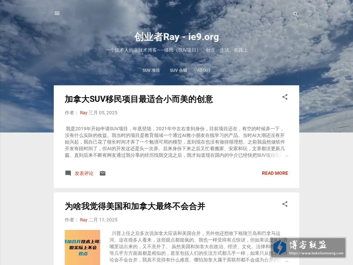 创业者 Ray 的网站快照