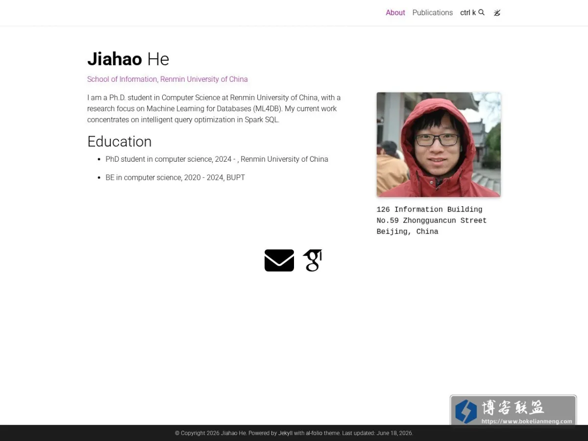 Jiahao He 的网站快照