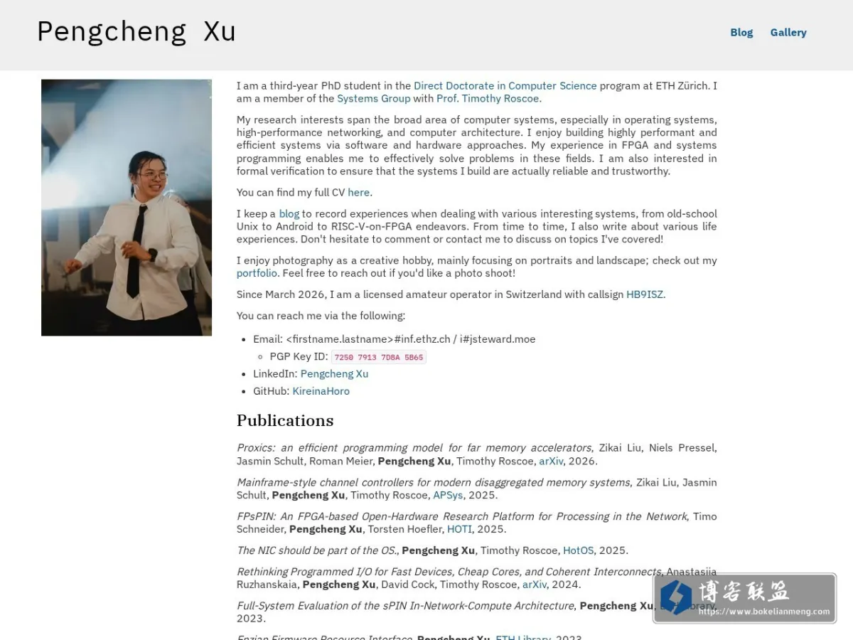 Homepage - Pengcheng Xu 的网站快照