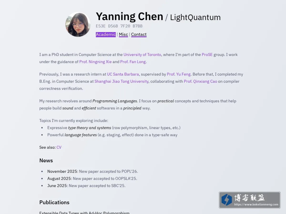 Yanning Chen 的网站快照