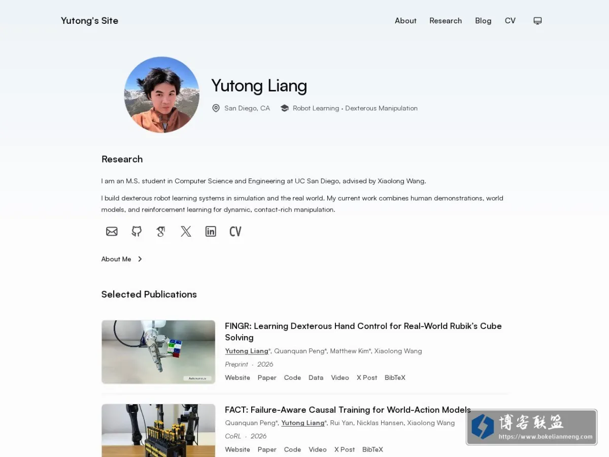 Yutong's Site 的网站快照