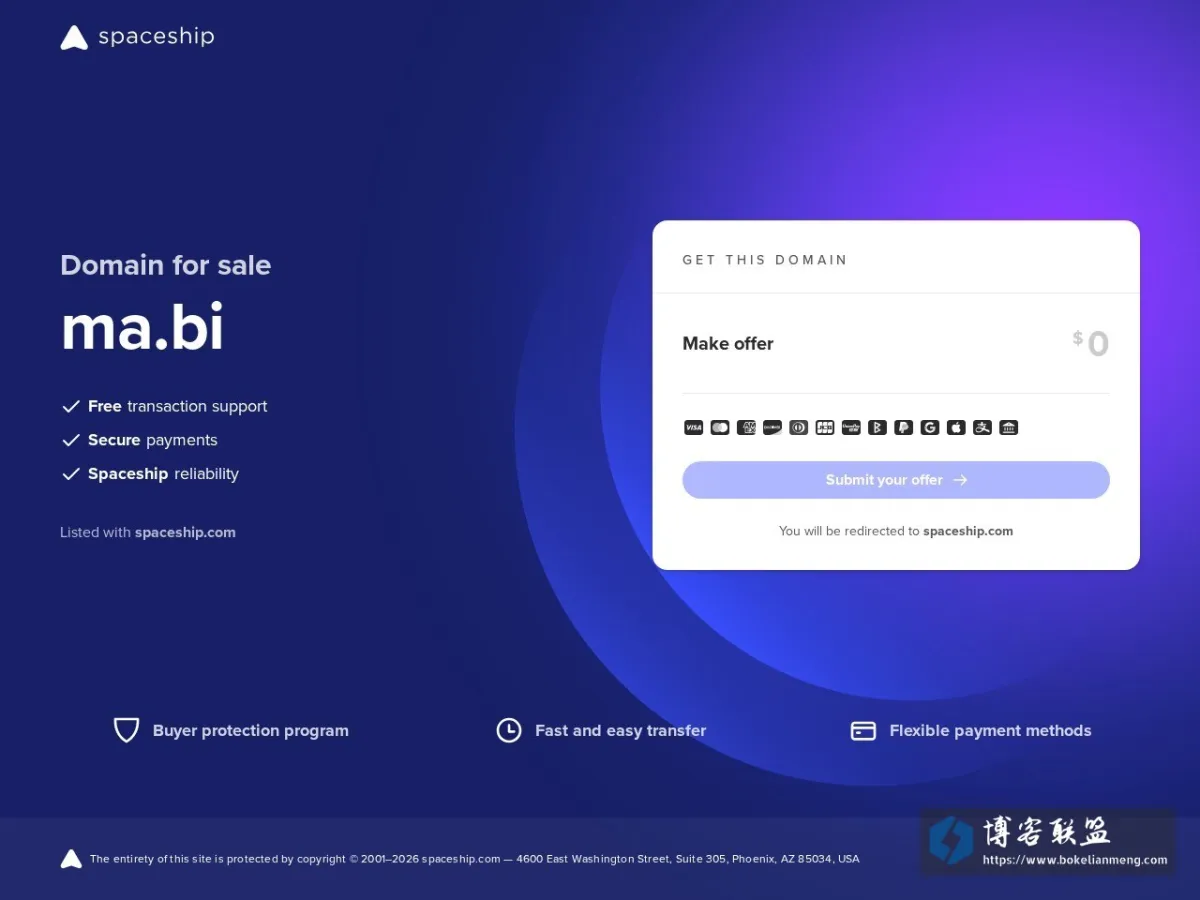 ma.bi for sale | Spaceship.com 的网站快照