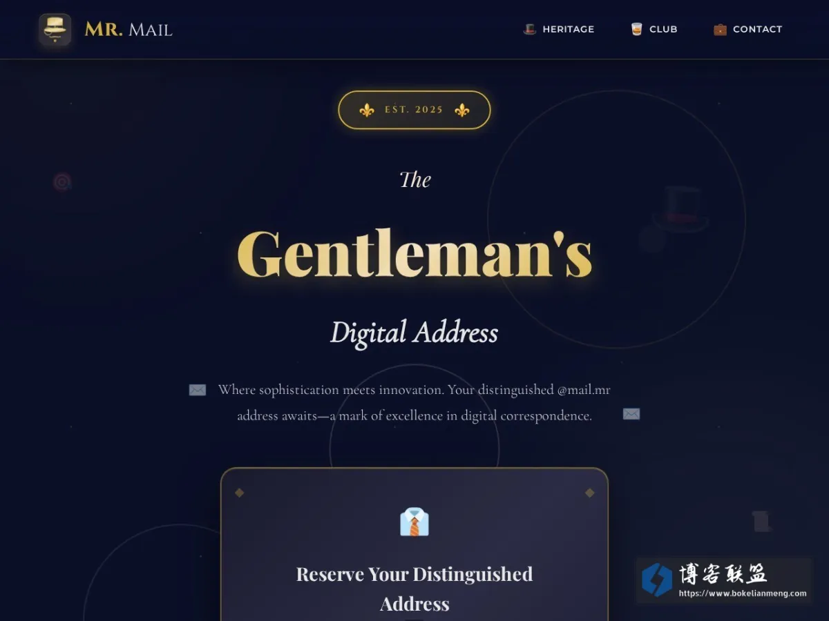 Mr. Mail — The Gentleman's Digital Address 的网站快照