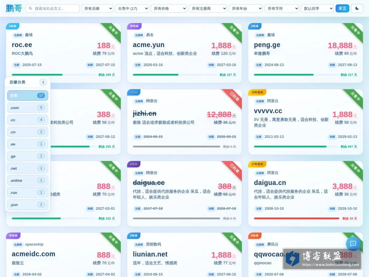 鹏哥 - 米表-域名出售-域名展示 的网站快照