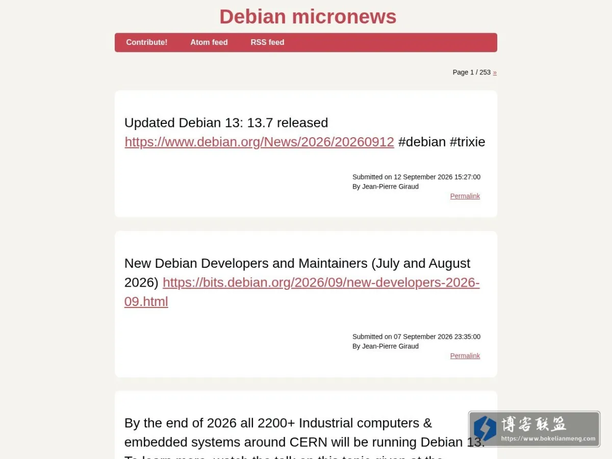 Debian micronews 的网站快照