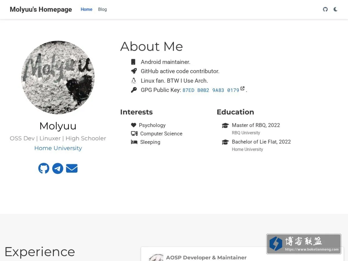 Molyuu's Homepage 的网站快照