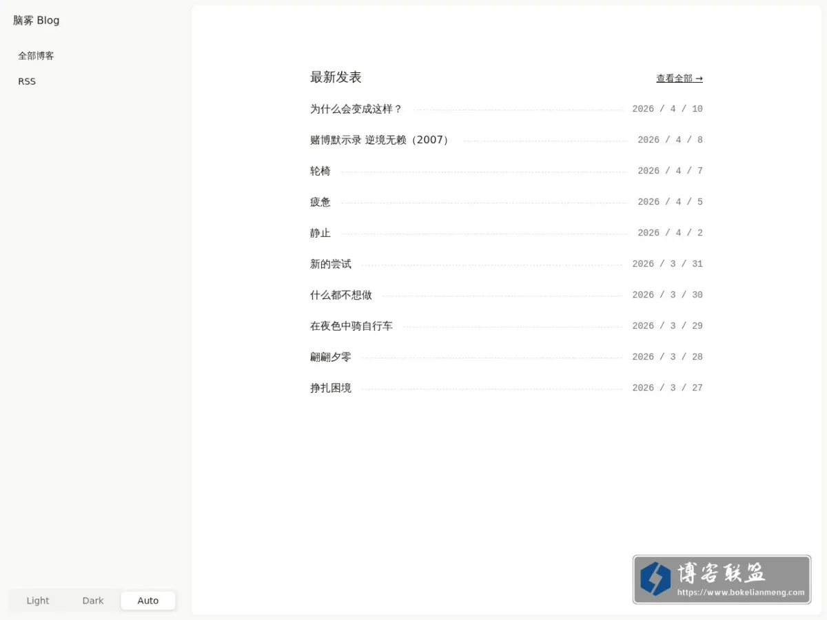 脑雾Blog 的网站快照