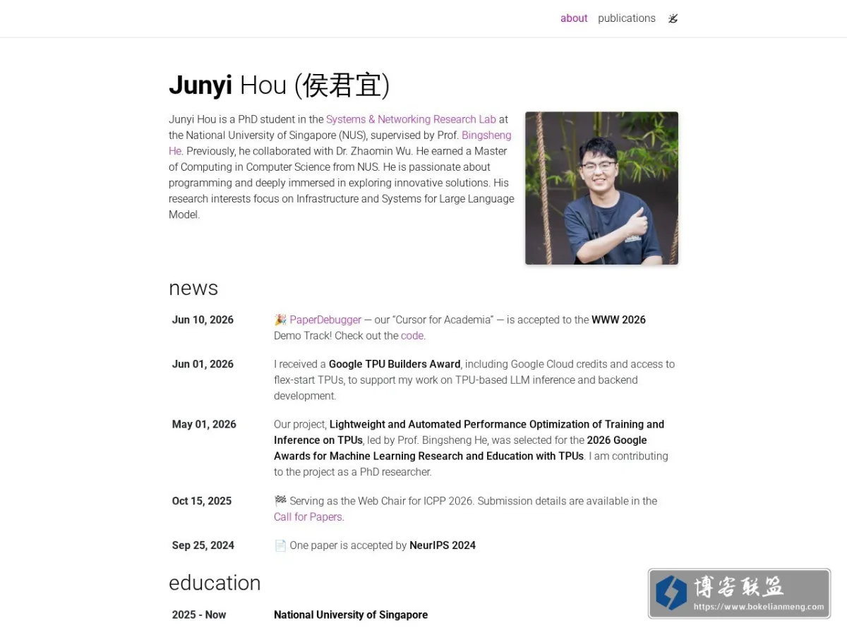 Junyi Hou (侯君宜) 的网站快照