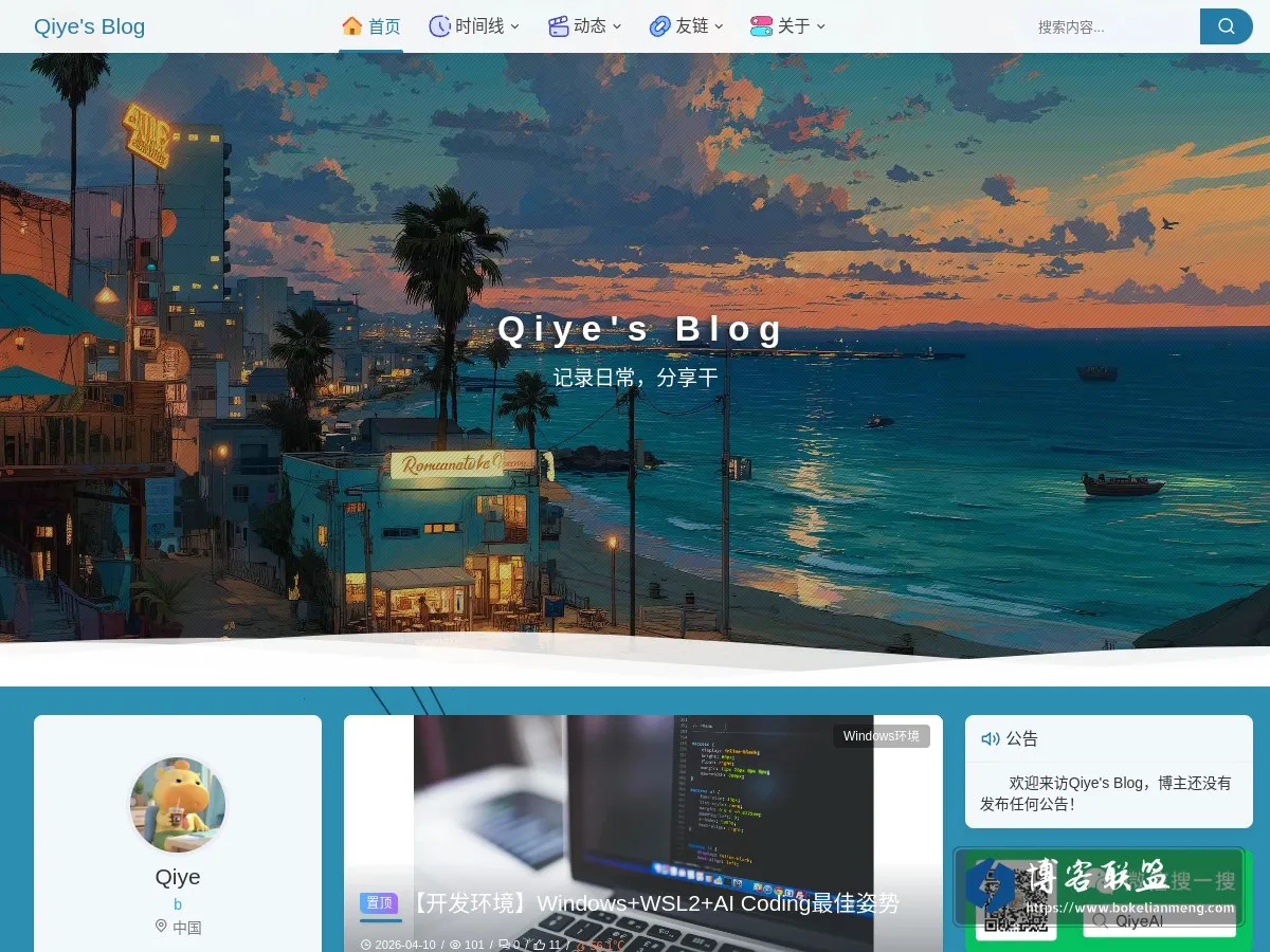 Qiye's Blog 的网站快照