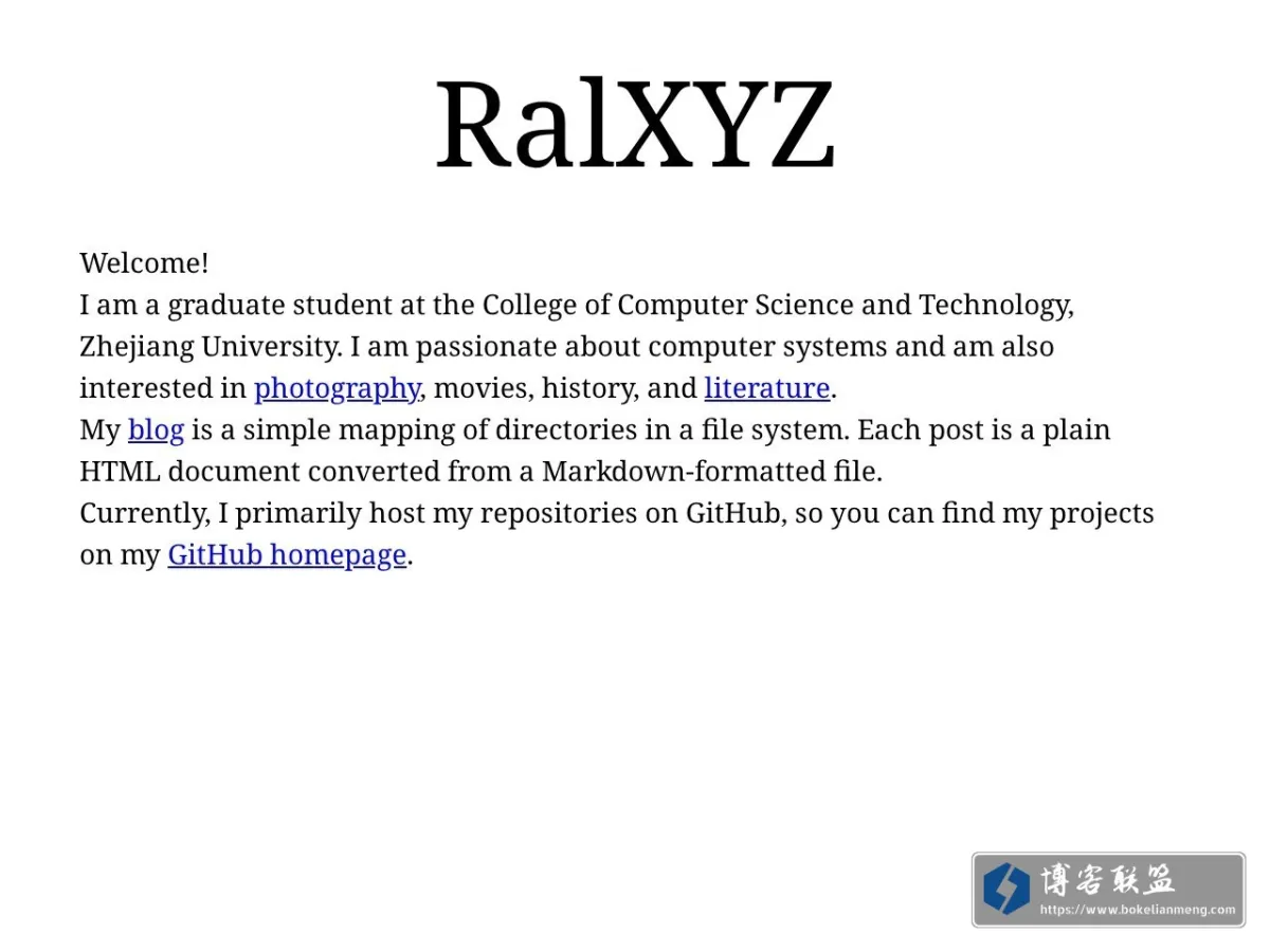 RalXYZ 的网站快照