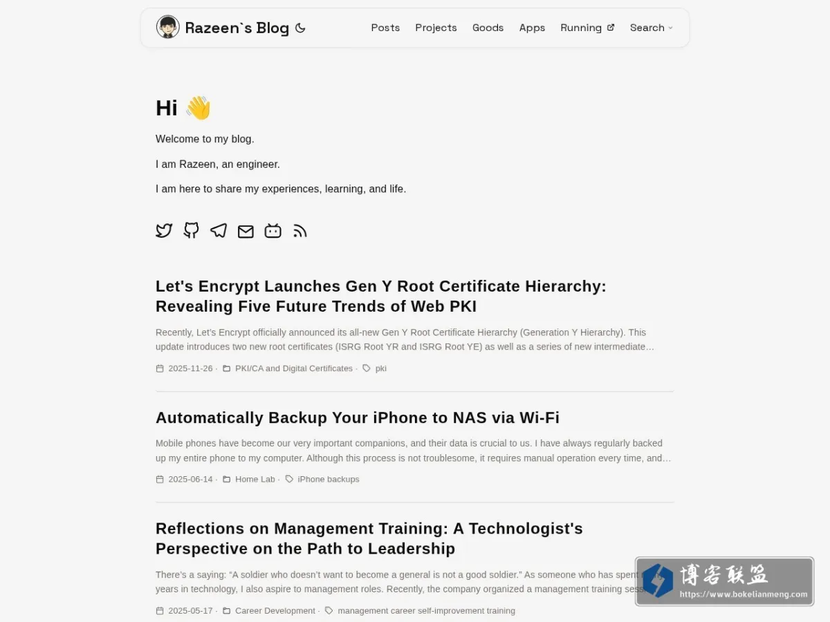 Razeen`s Blog 的网站快照