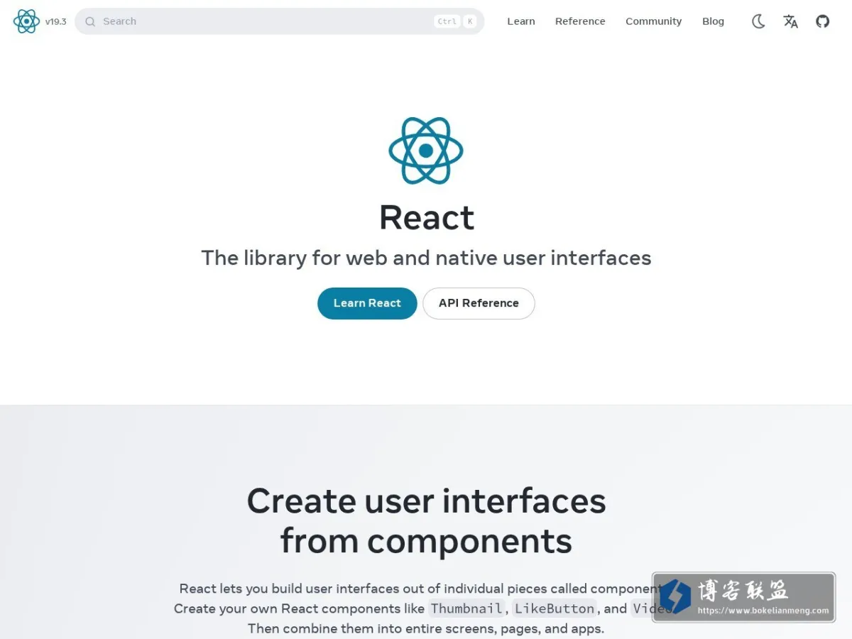 React 的网站快照