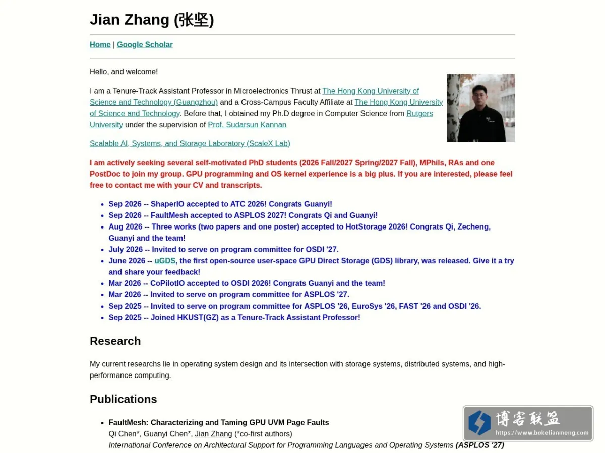 Jian Zhang 的网站快照