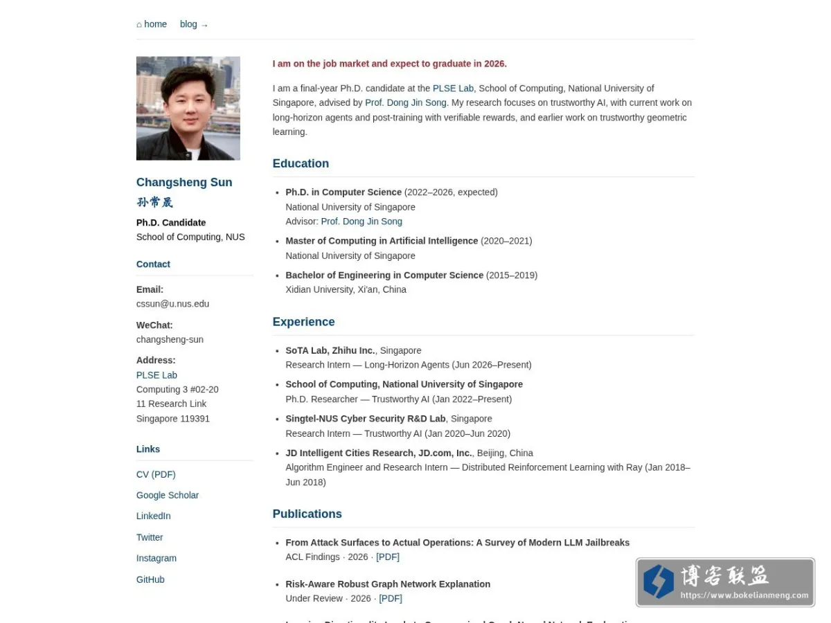 Changsheng Sun | Homepage 的网站快照