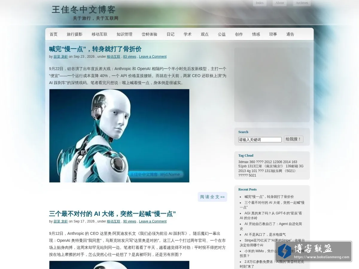 王佳冬中文博客 的网站快照