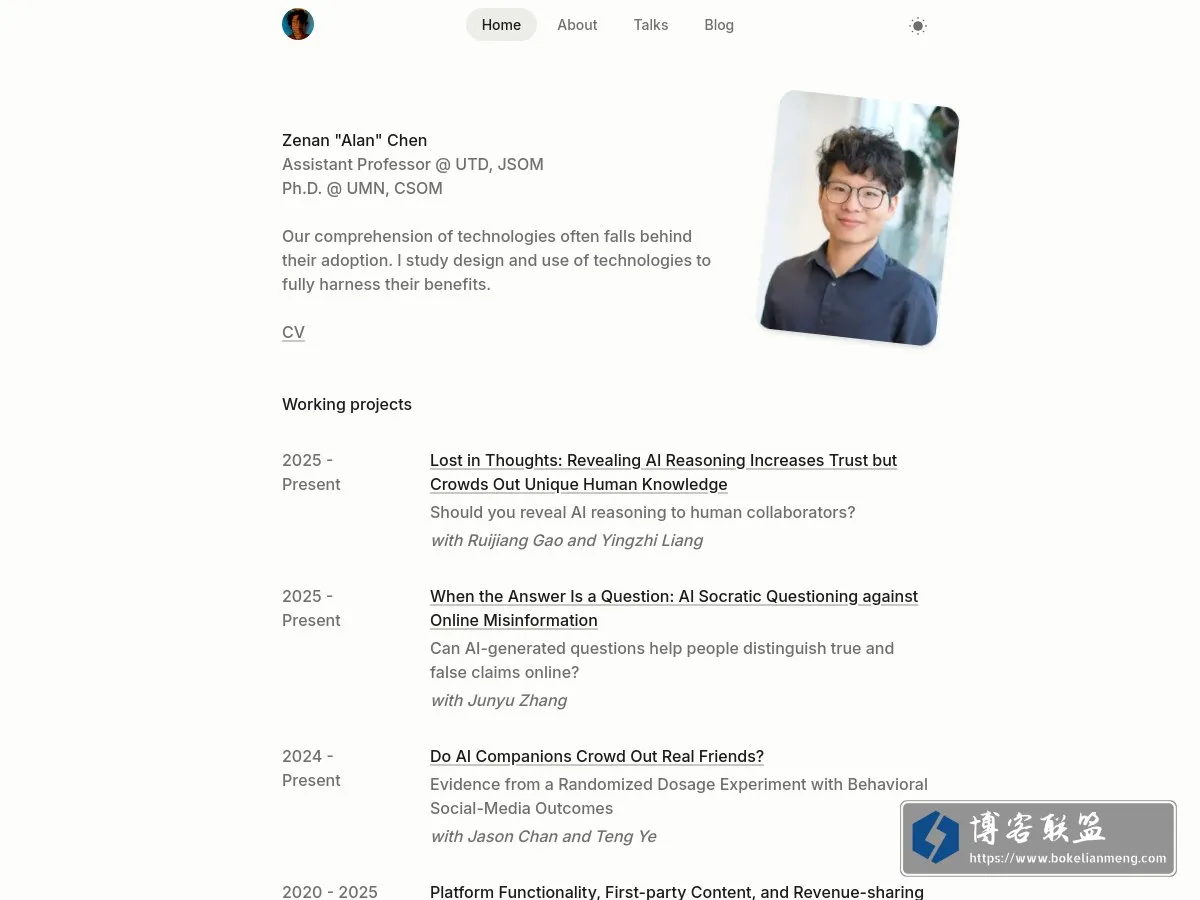 Zenan Chen 的网站快照